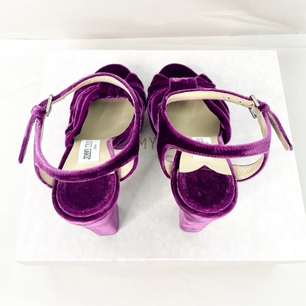 Jimmy Choo Heloise Cassis Velvet Platform Heels - Picture 8 of 11